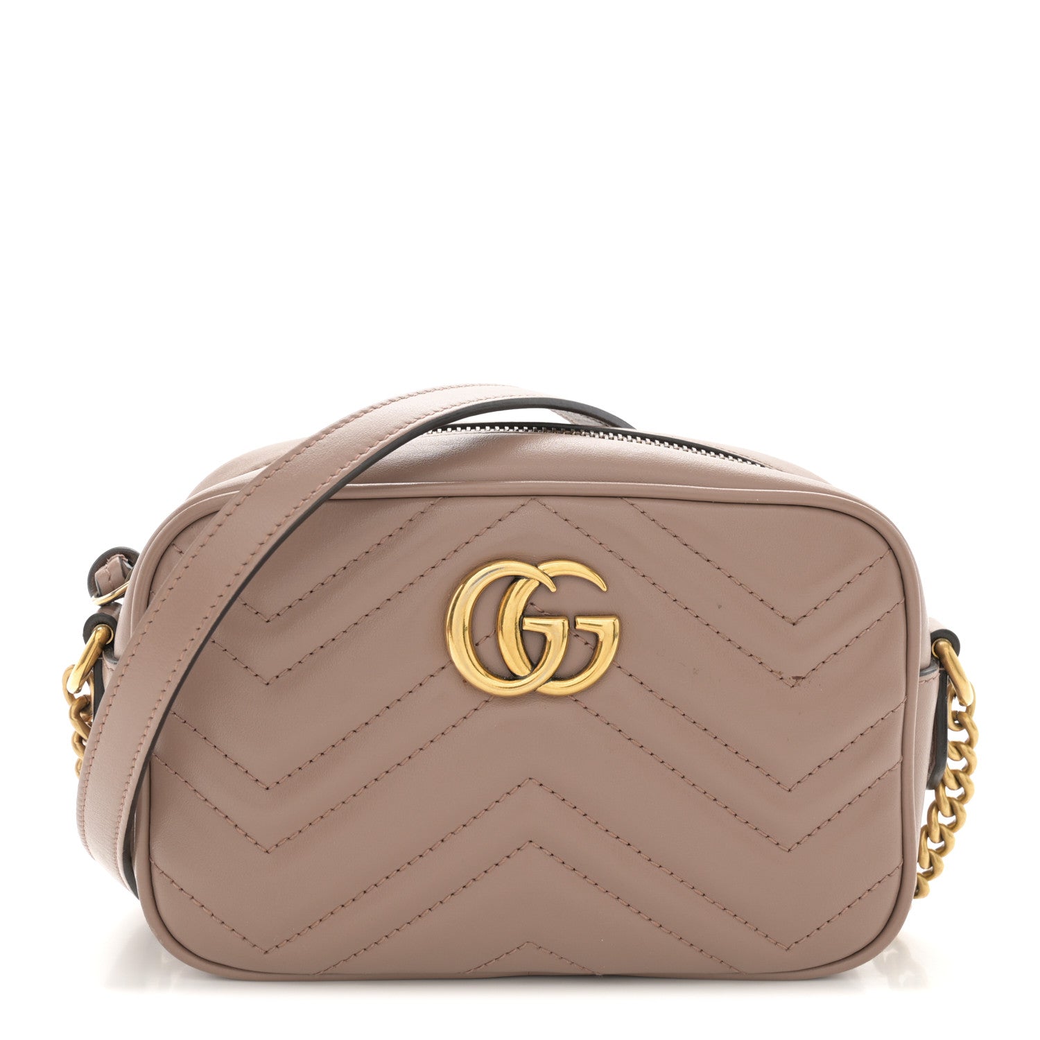 Gucci Calfskin Matelasse Mini GG Marmont Chain Shoulder Bag Porcelain Rose 1 of 14