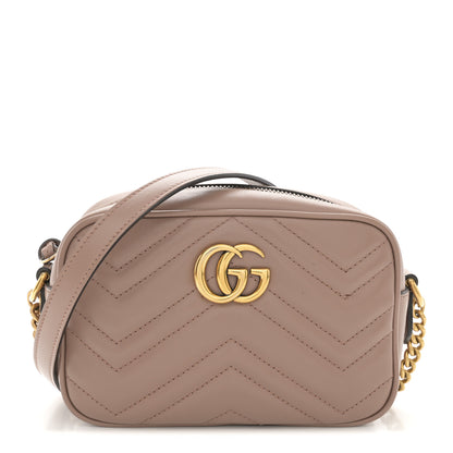 Gucci Calfskin Matelasse Mini GG Marmont Chain Shoulder Bag Porcelain Rose 1 of 14