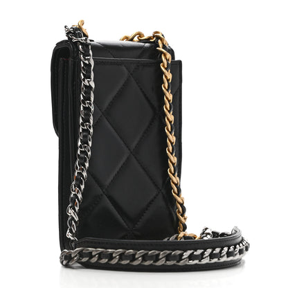 Chanel Lambskin Quilted Chanel 19 Phone Holder With Chain Black 3 of 9