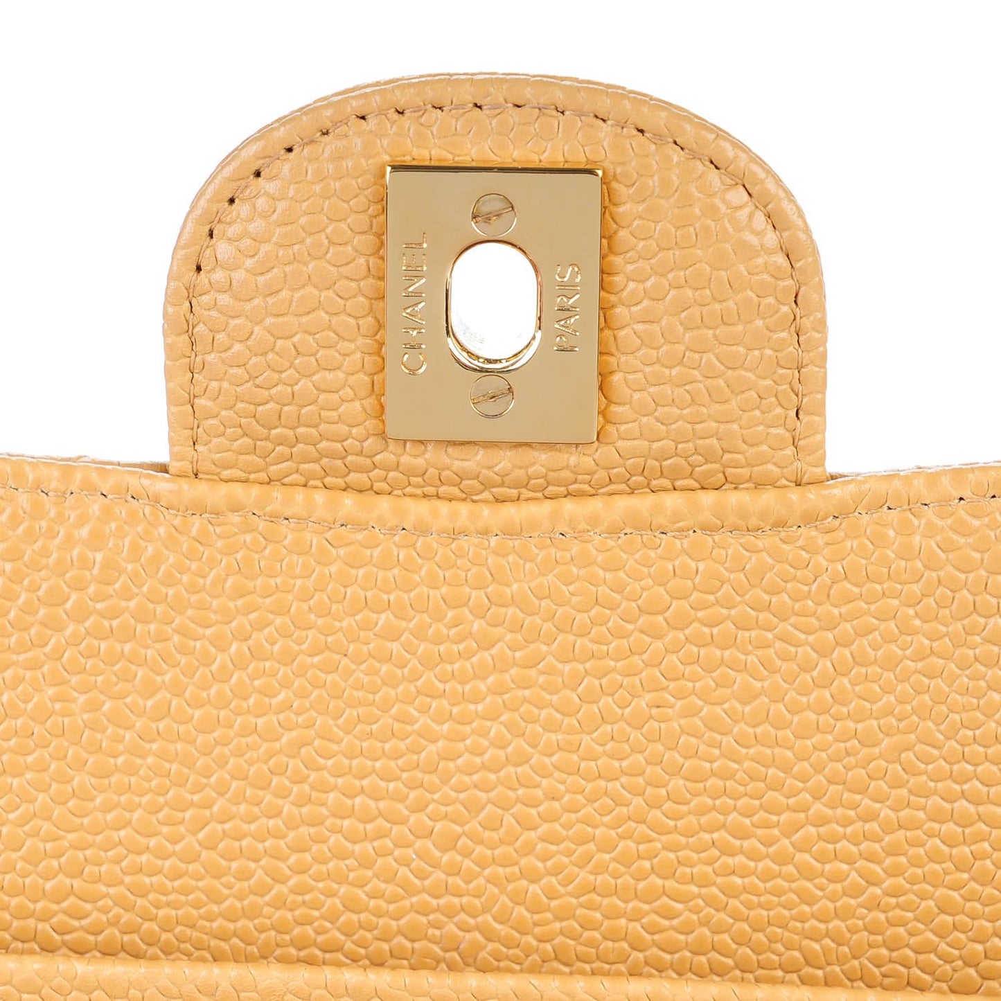 Caviar Quilted Medium Double Flap Beige