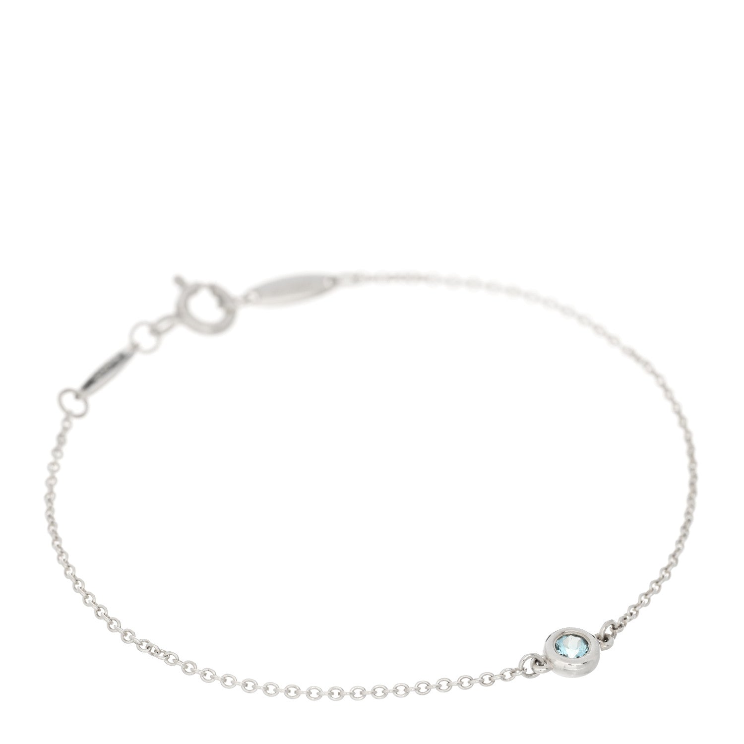 Tiffany Sterling Silver Aquamarine Elsa Peretti Color By The Yard Bracelet 1 of 4