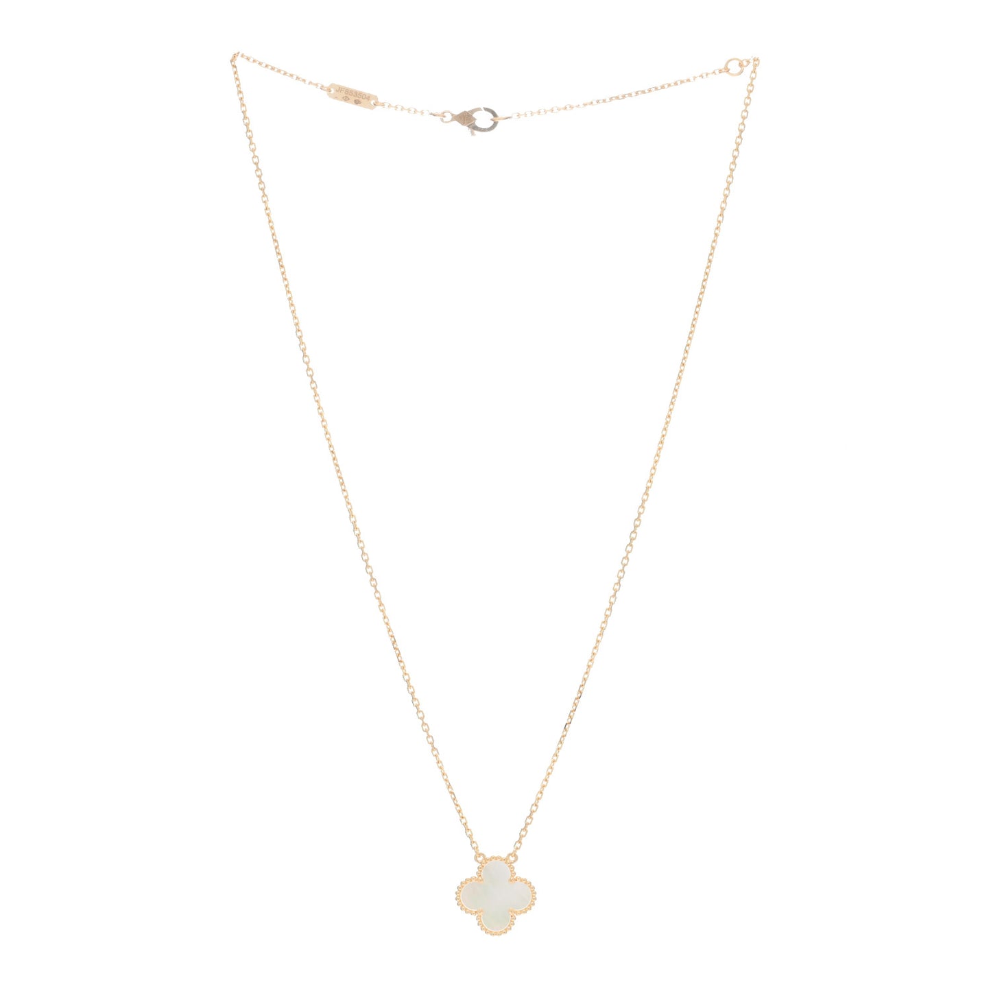 18K Yellow Gold Mother of Pearl Vintage Alhambra Pendant Necklace