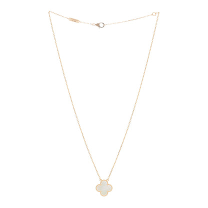 Van Cleef & Arpels 18K Yellow Gold Mother of Pearl Vintage Alhambra Pendant Necklace 2 of 5