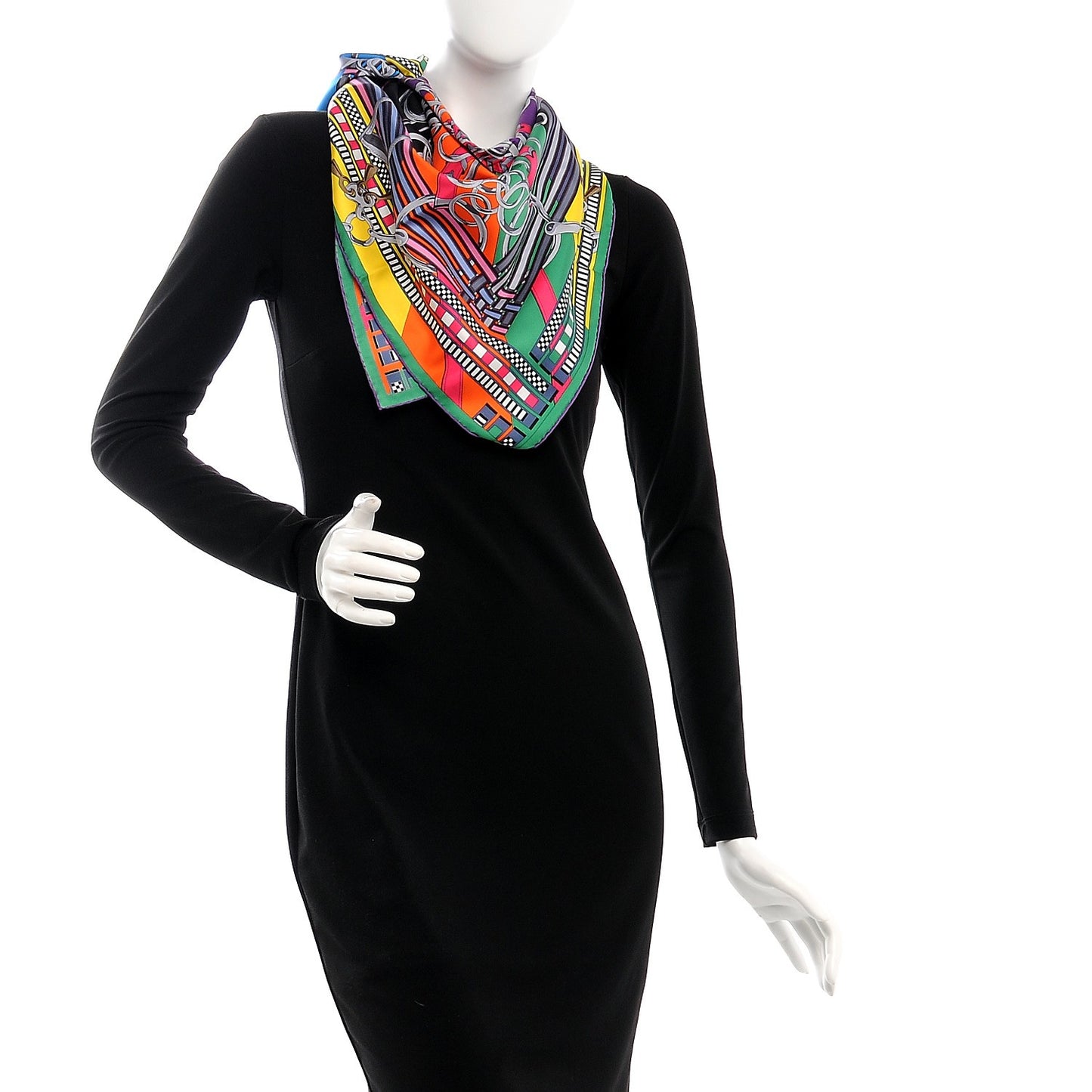 Silk Brides Et Gris Gris Scarf 90 Noir Orange Jaune Vif