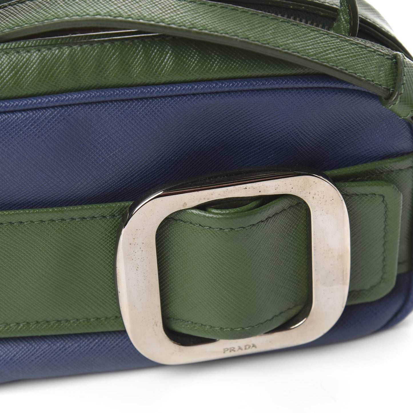 Saffiano Buckle Bi-Color Camera Bag Bluette Lari