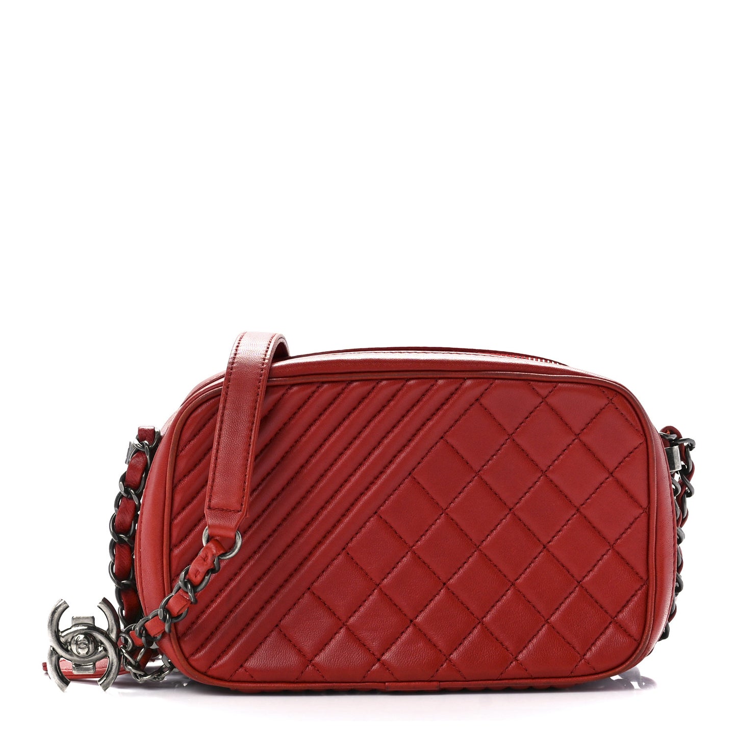 Lambskin Quilted Small Coco Boy Camera Case Red