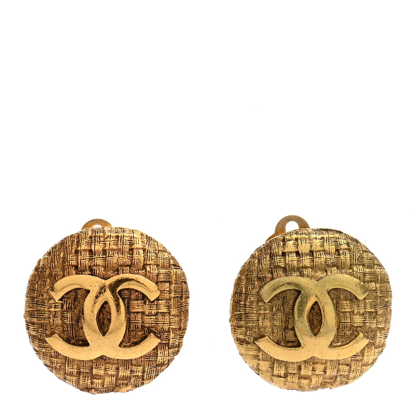 Metal Large CC Clip On Earrings Gold