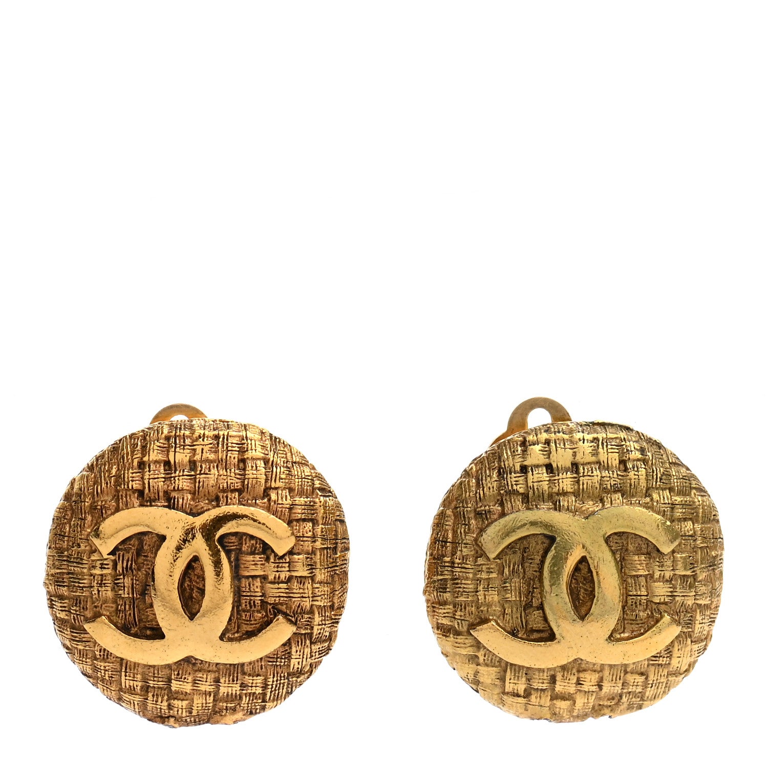 Chanel Metal Large CC Clip On Earrings Gold 1 of 6