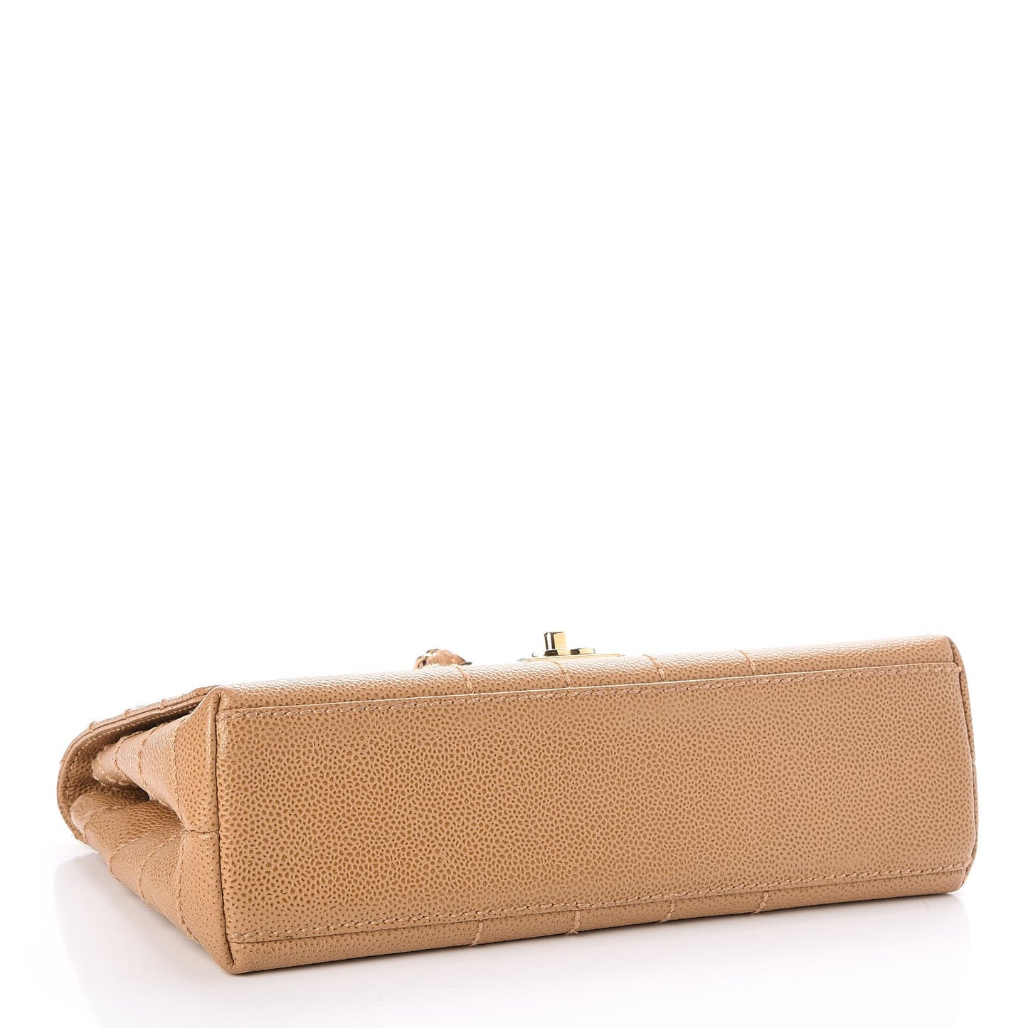 Caviar Square Stitched Medium Flap Beige