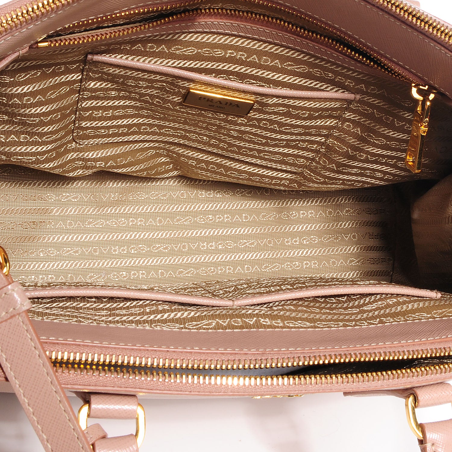 Prada Saffiano Lux Medium Double Zip Tote Cammeo 5 of 9