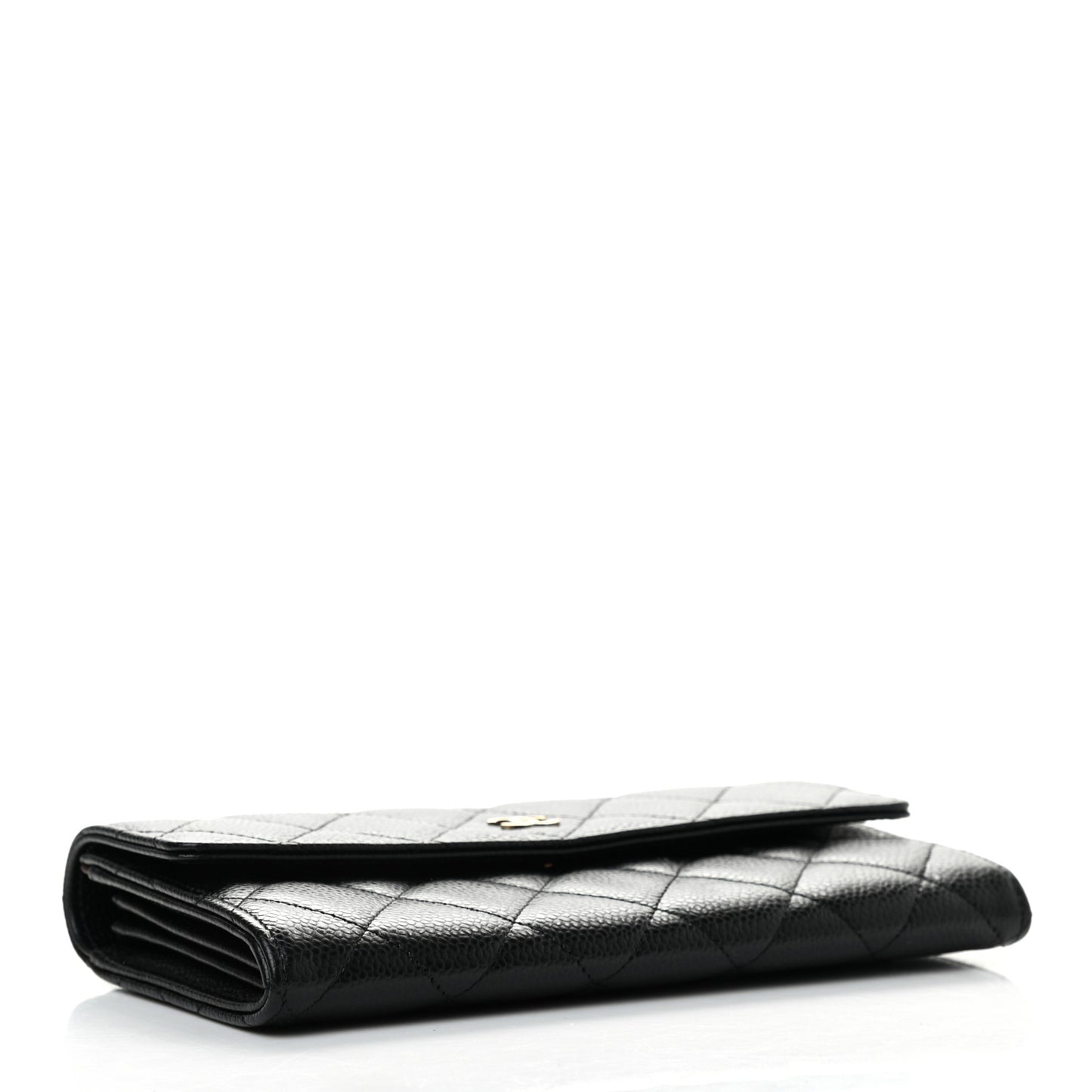 Caviar Quilted Large Flap Wallet Black