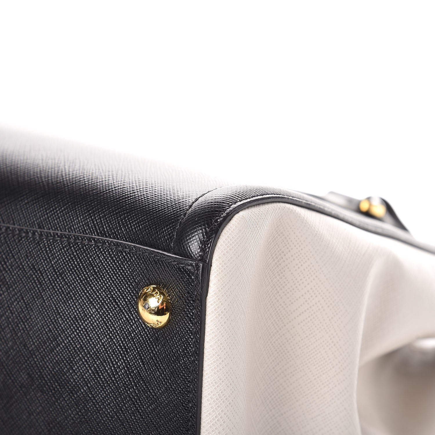 Prada Saffiano Lux Medium Bi-Color Tote Black White 11 of 12