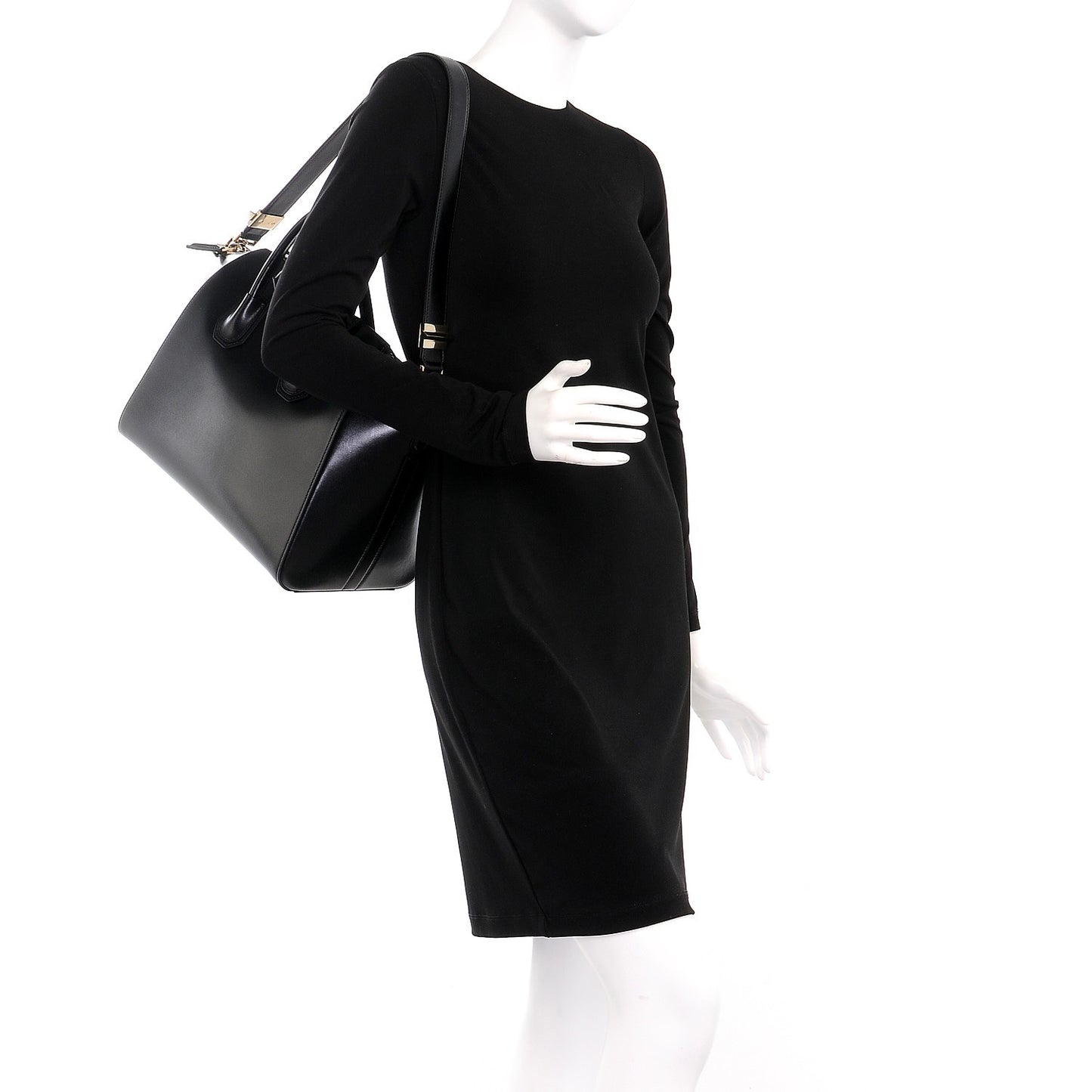 Shiny Lord Calfskin Medium Antigona Black
