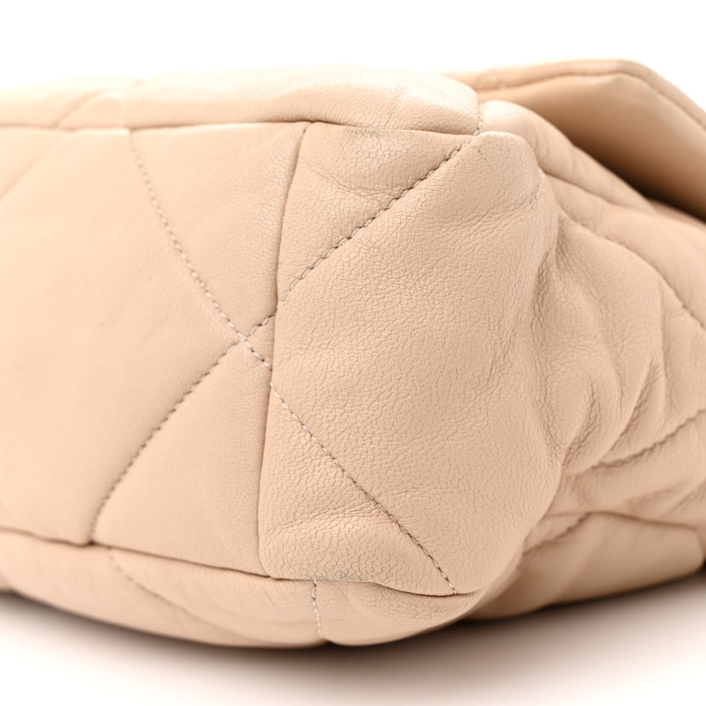 Lambskin Quilted Large Chanel 19 Flap Beige