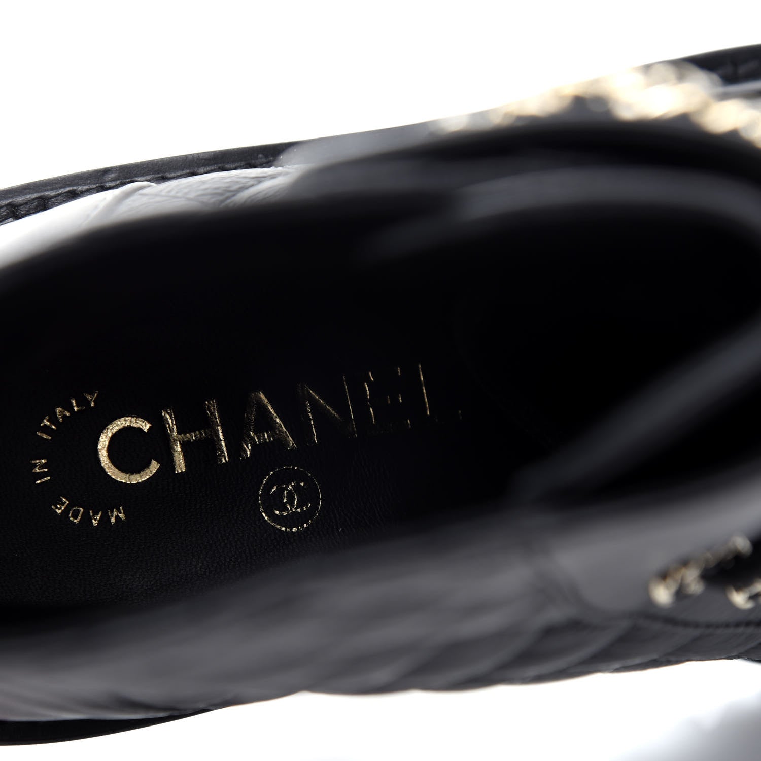 Chanel Shiny Goatskin Calfskin Quilted Lace Up Combat Boots 37.5 Black 9 of 11
