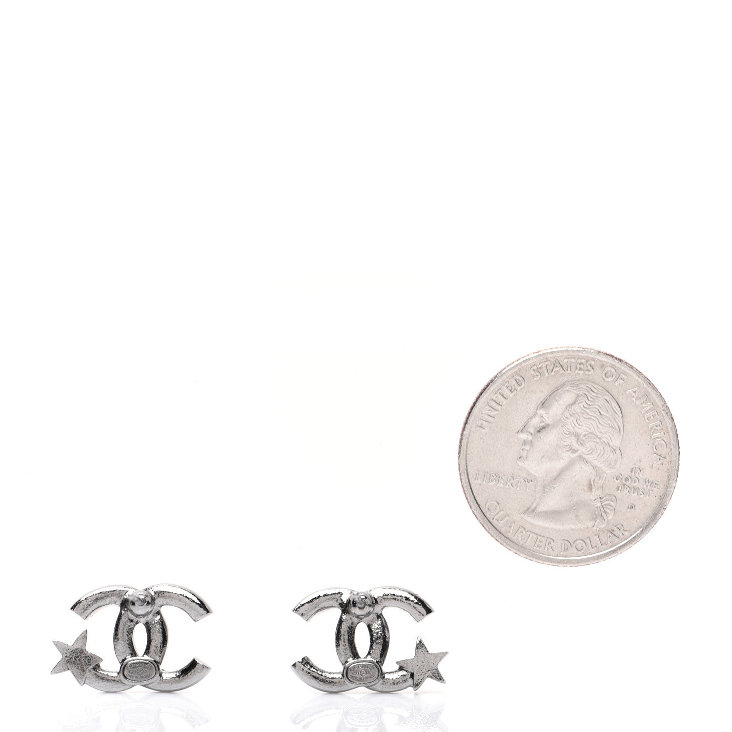 Chanel Crystal CC Starfall Earrings Silver 2 of 6