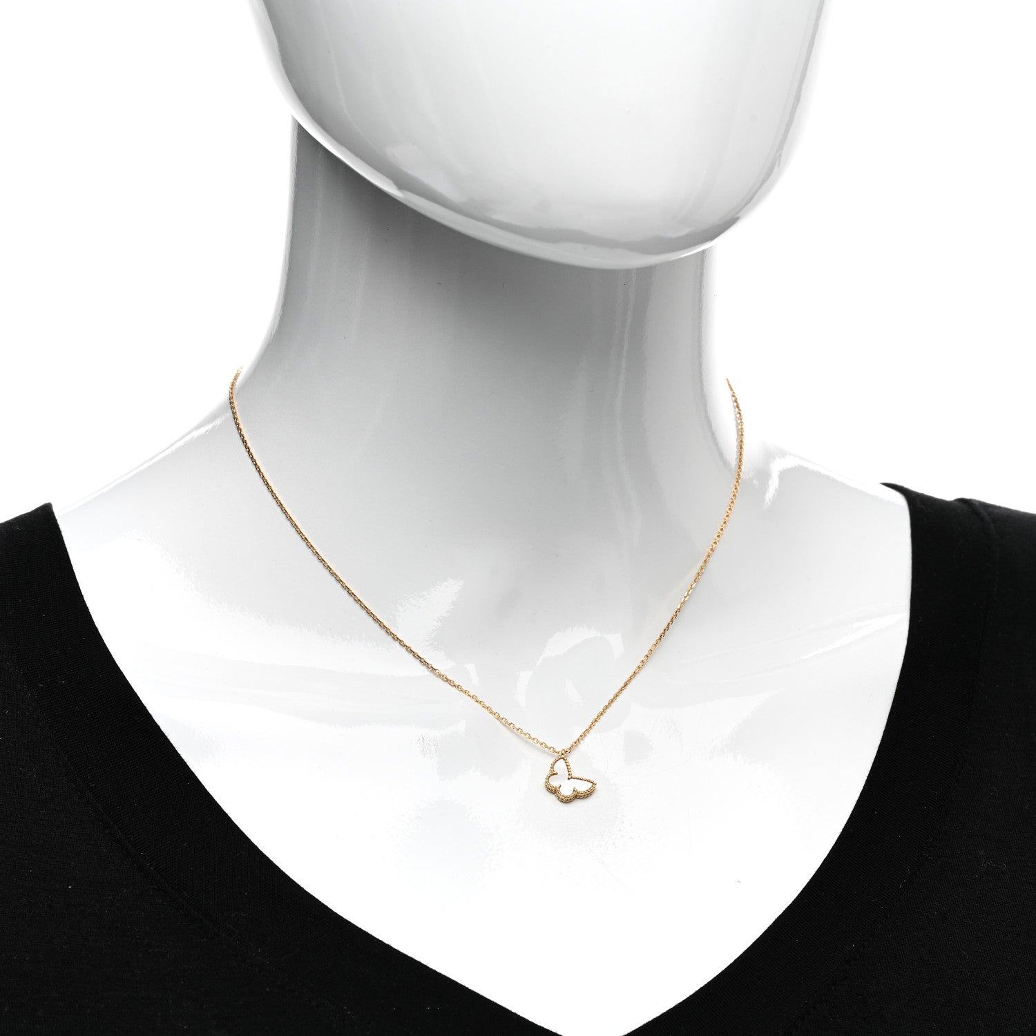 Van Cleef & Arpels 18K Yellow Gold Mother of Pearl Sweet Alhambra Butterfly Pendant Necklace 2 of 6