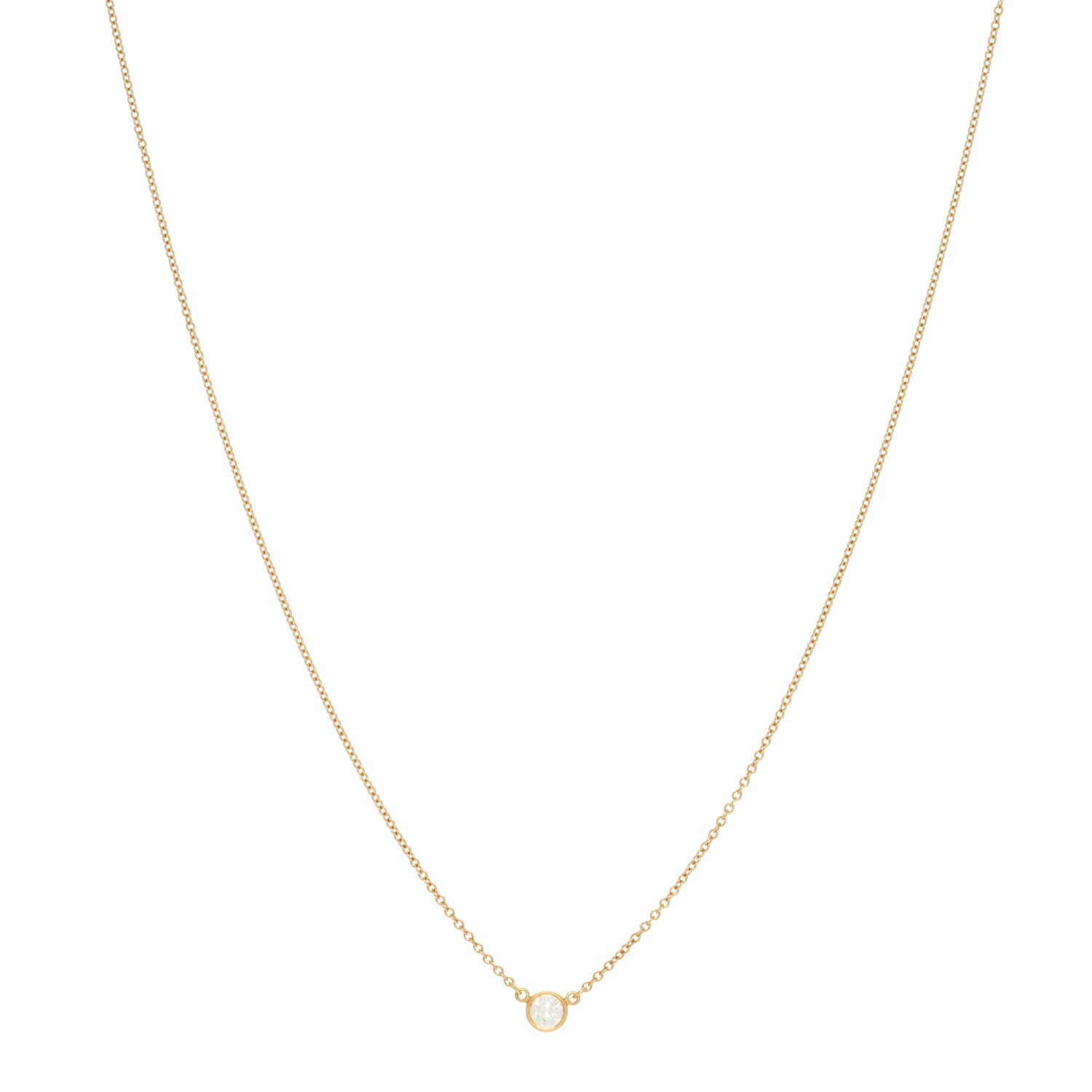 Tiffany 18K Yellow Gold Diamond .17ct Elsa Peretti Diamonds by the Yard Pendant Necklace 1 of 3