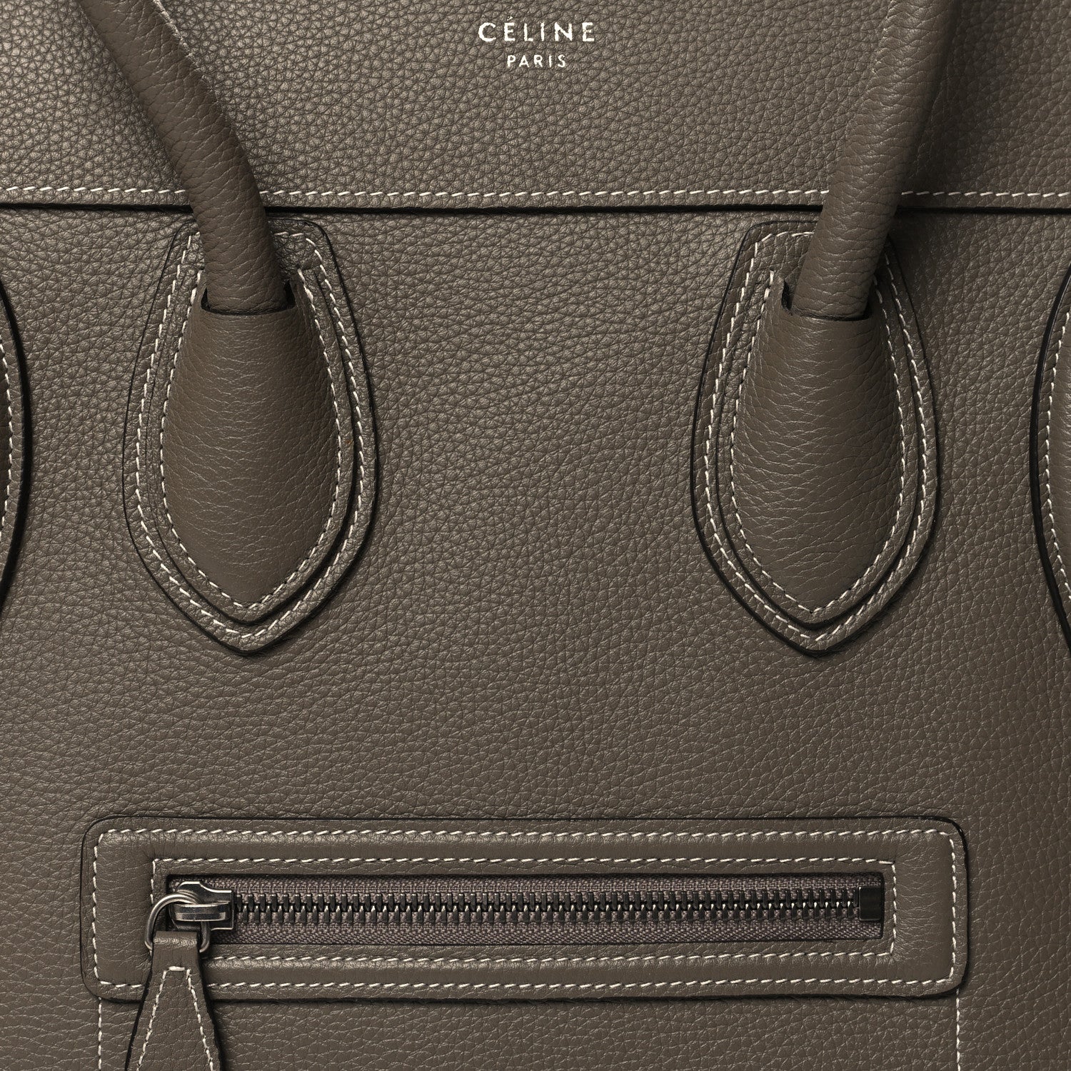 Celine Drummed Calfskin Mini Luggage Souris 7 of 9