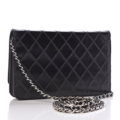 Chanel Lambskin Diamond Stitched Wallet On Chain WOC Black 3 of 8