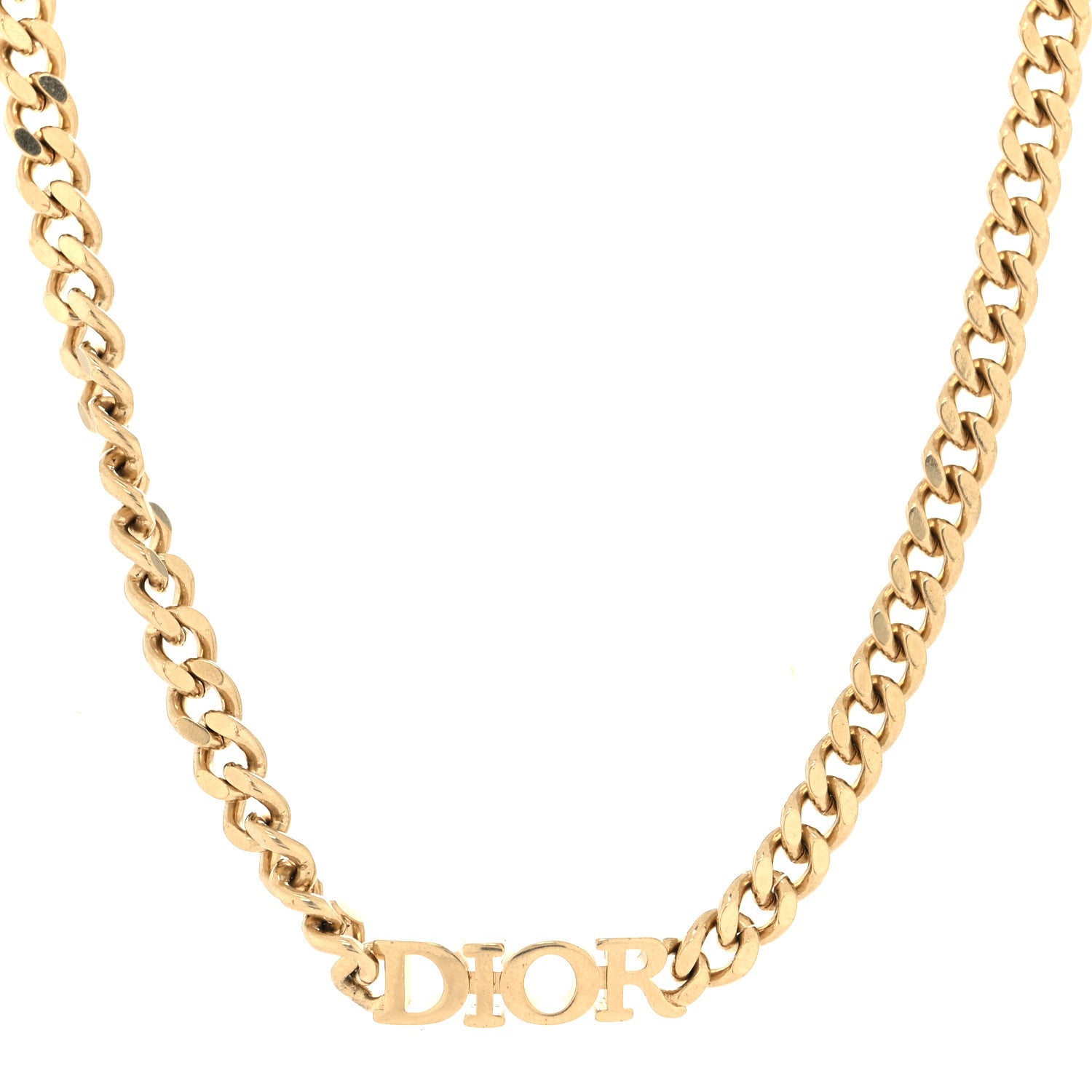 Christian Dior Metal Chain Choker Necklace Gold 1 of 5