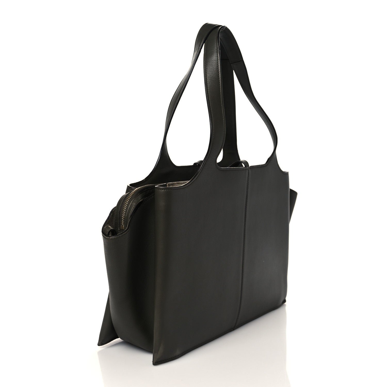 Celine Calfskin Medium Tri-Fold Shoulder Bag Dark Green 2 of 9