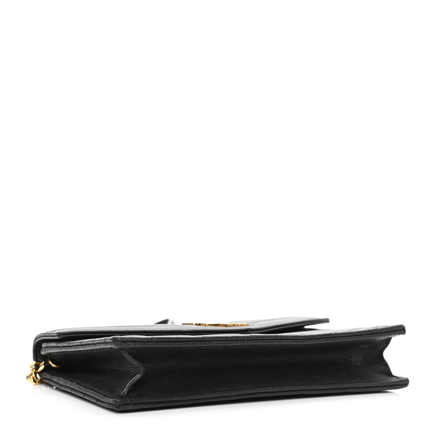 Saint Laurent Grain De Poudre Matelasse Chevron Monogram Chain Wallet Black 3 of 9
