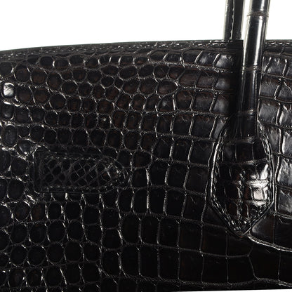 Hermes Matte Porosus Crocodile Birkin 35 Black 26 of 30