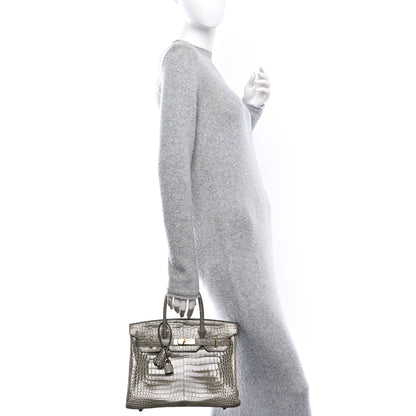 Hermes Shiny Porosus Crocodile Birkin 30 Gris Tourterelle 2 of 11