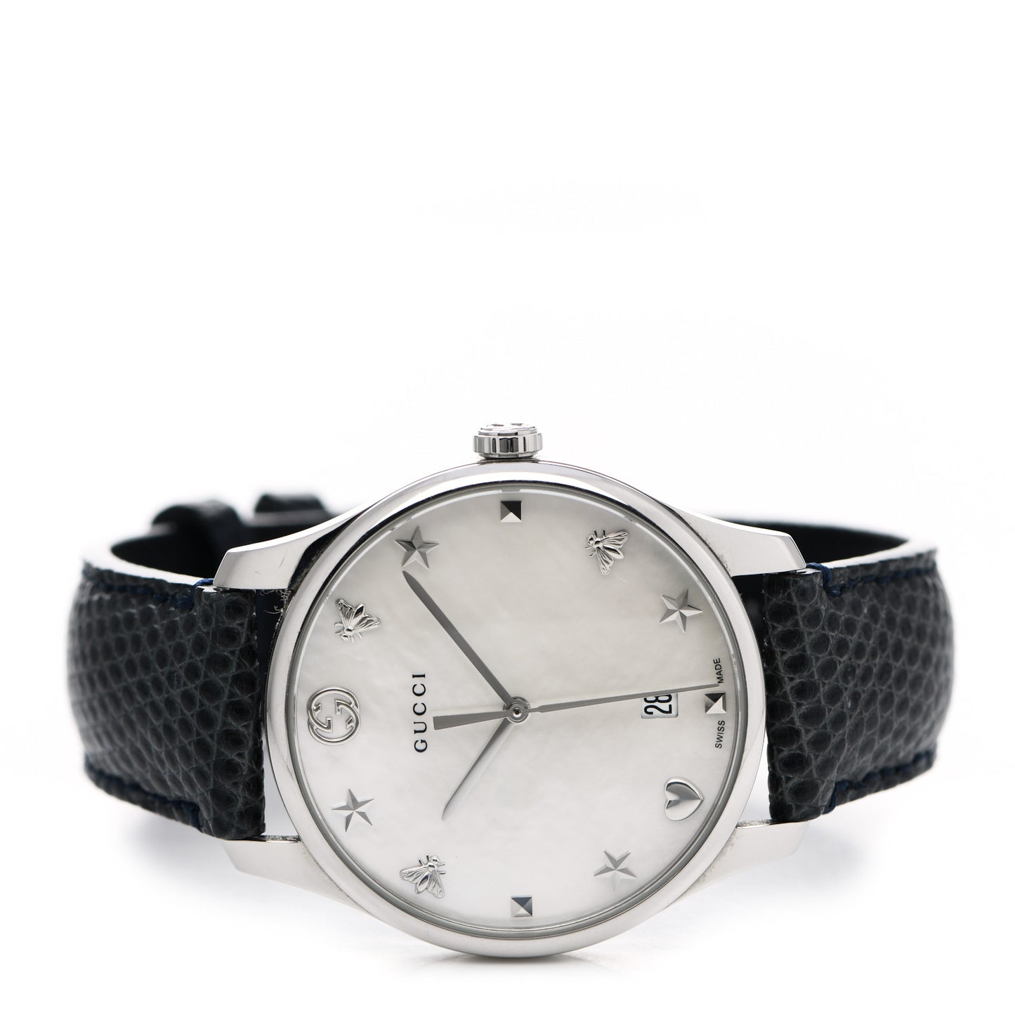 Stainless Steel Calfskin Mother of Pearl 36mm G-Timeless Charm Quartz Watch