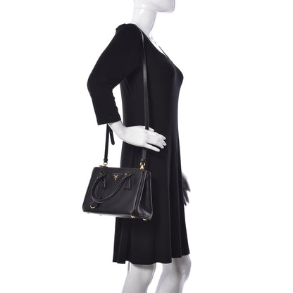 Prada Saffiano Mini Galleria Double Zip Tote Black 2 of 9