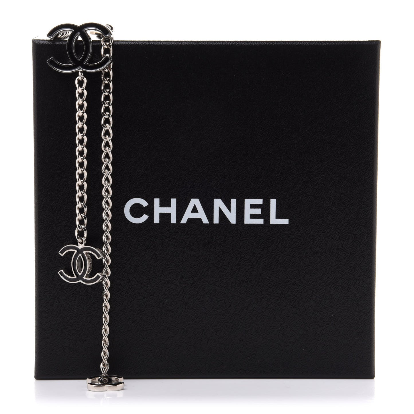 Enamel CC Chain Logo Belt Silver Black