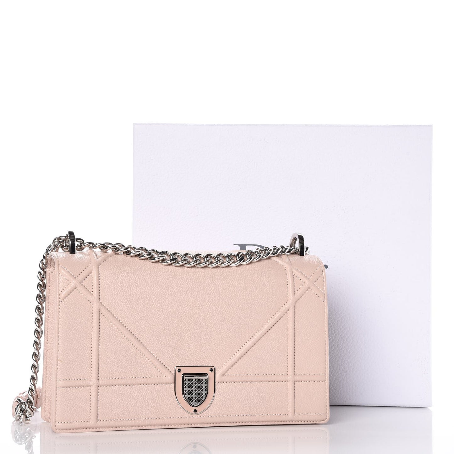 Grained Calfskin Cannage Medium Diorama Flap Bag Rose Poudre