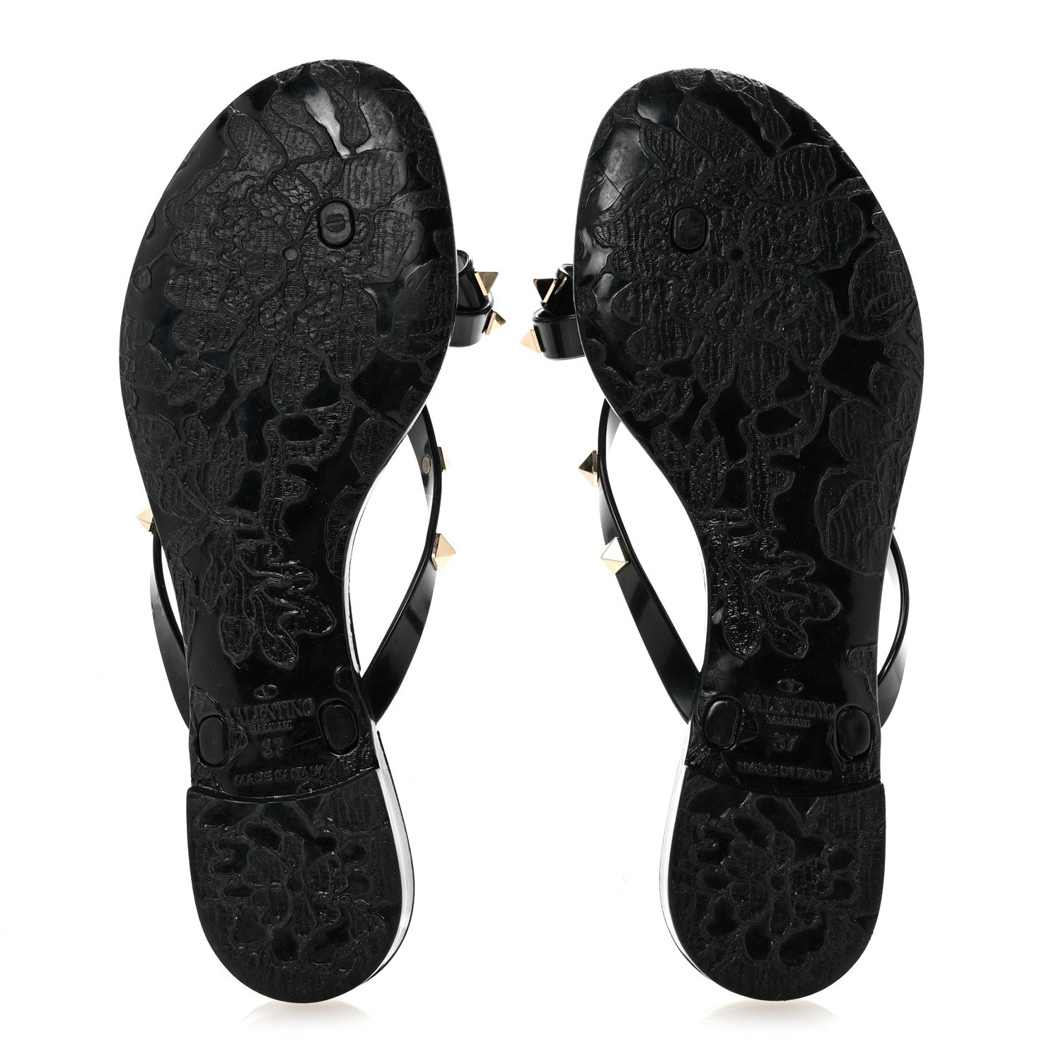 Valentino Garavani PVC Jelly Rockstud Bow Thong Sandals 37 Black 6 of 9