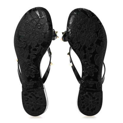 Valentino Garavani PVC Jelly Rockstud Bow Thong Sandals 37 Black 6 of 9