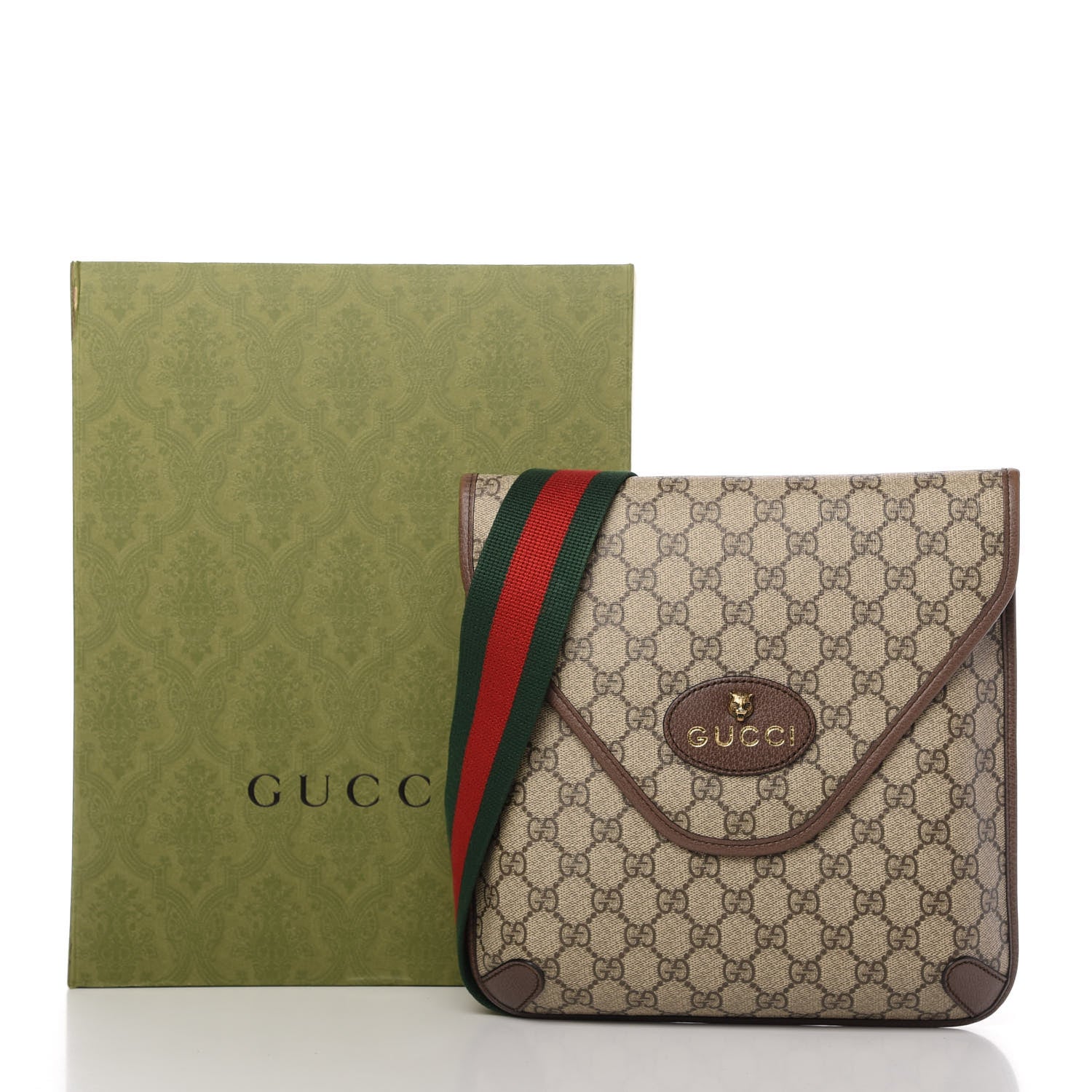 Gucci GG Supreme Monogram Web Medium Neo Vintage Flap Messenger Bag Beige New Acero 11 of 11