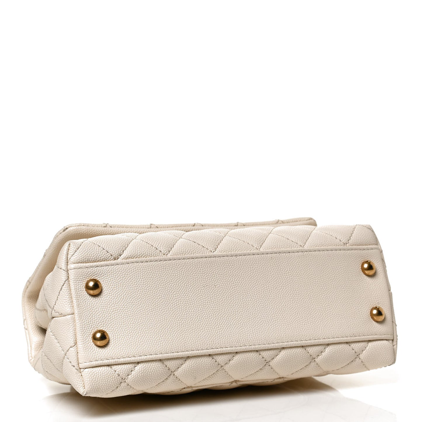 Caviar Quilted Mini Coco Handle Flap Light Beige