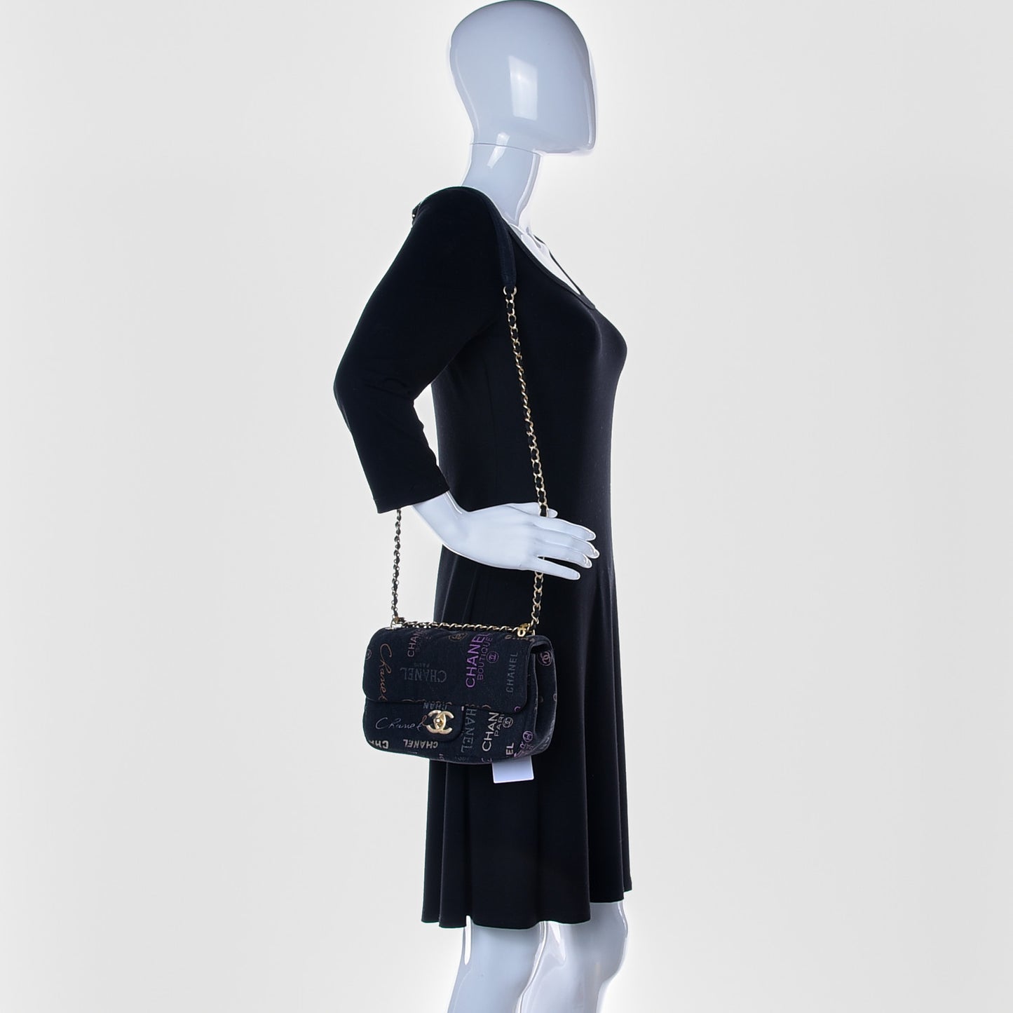 Denim Quilted Denim Mood Mini Rectangular Flap Black Multicolor