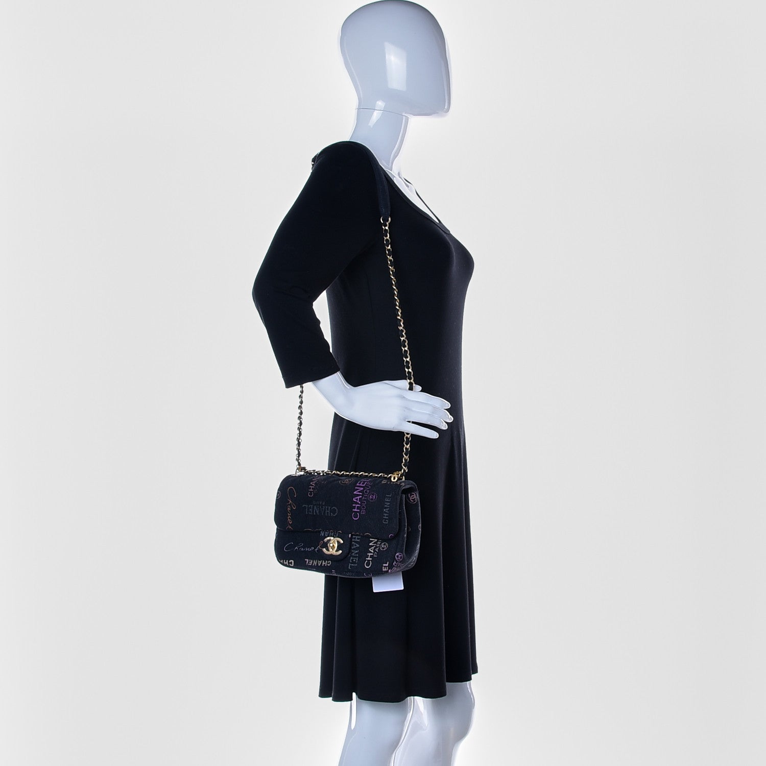 Chanel Denim Quilted Denim Mood Mini Rectangular Flap Black Multicolor 2 of 13