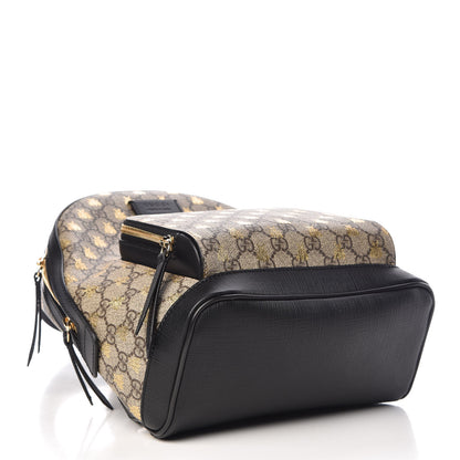 Gucci GG Supreme Monogram Bees Print Small Day Backpack Beige Oro Black 4 of 9