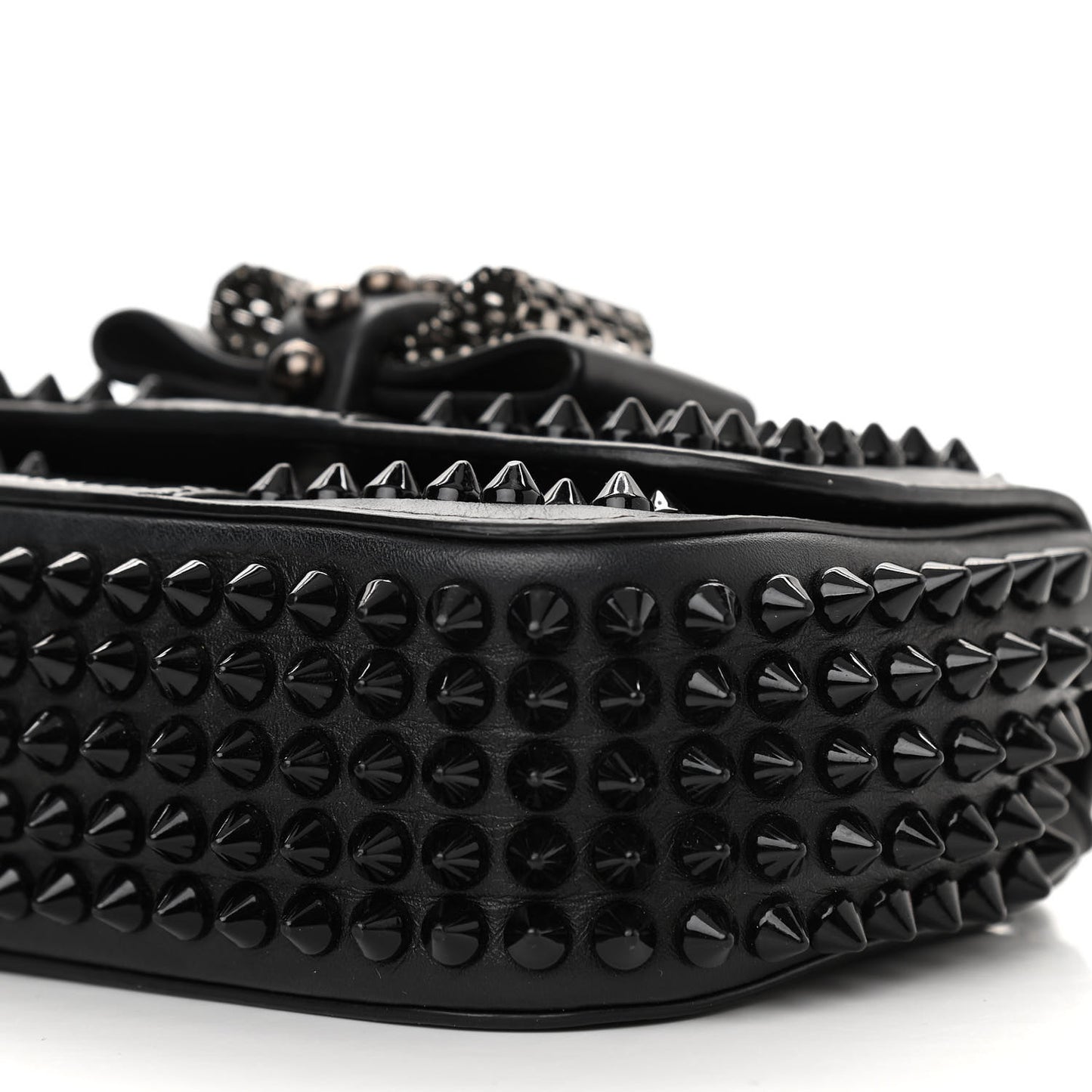 Calfskin Spikes Sweety Charity Crossbody Bag Black