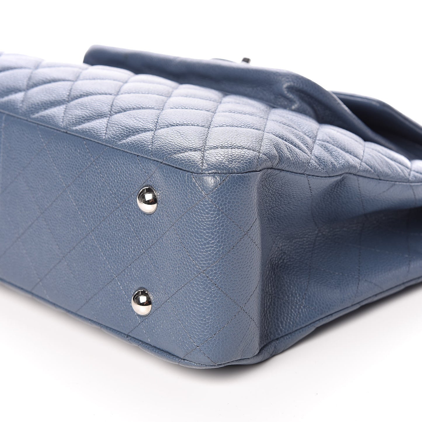 Caviar Quilted Flap Tote Blue