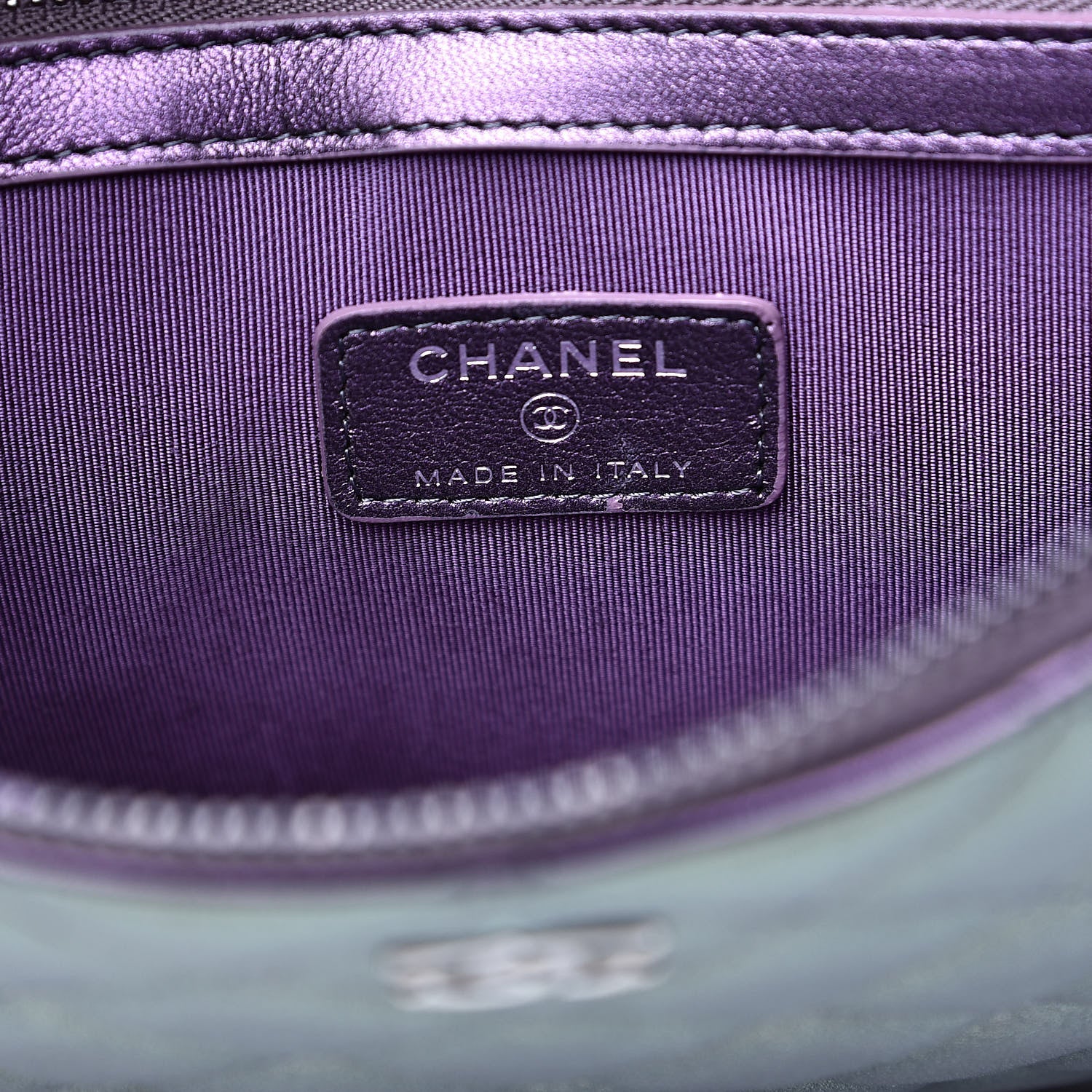 Chanel Metallic Lambskin Quilted Medium Cosmetic Case Purple 6 of 10