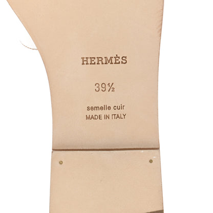 Hermes Box Calfskin Oran Sandals 39.5 White 6 of 9