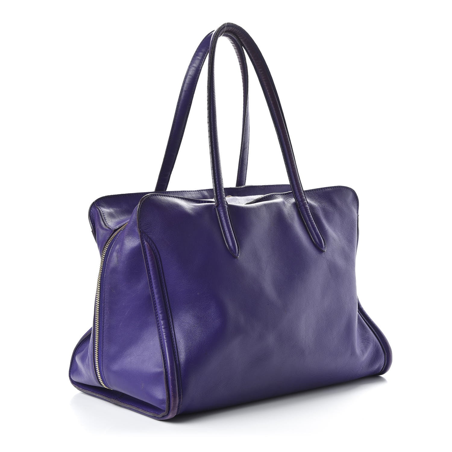 Alexander McQueen Calfskin Large Skull Padlock Zip Around Tote Purple 2 of 12