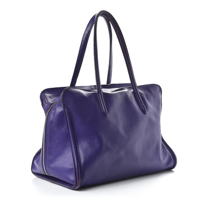 Alexander McQueen Calfskin Large Skull Padlock Zip Around Tote Purple 2 of 12