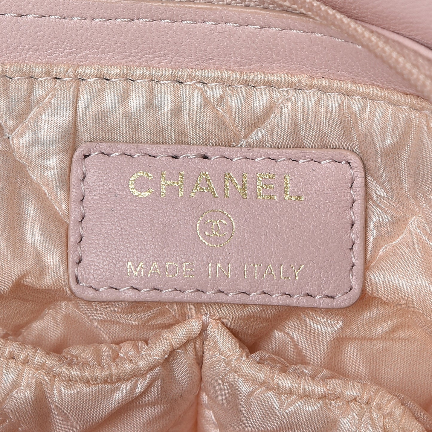 Lambskin Quilted Flap Cosmetic Case Light Pink