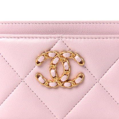 Chanel Lambskin Quilted Chanel 19 Card Holder Light Pink 11 of 13