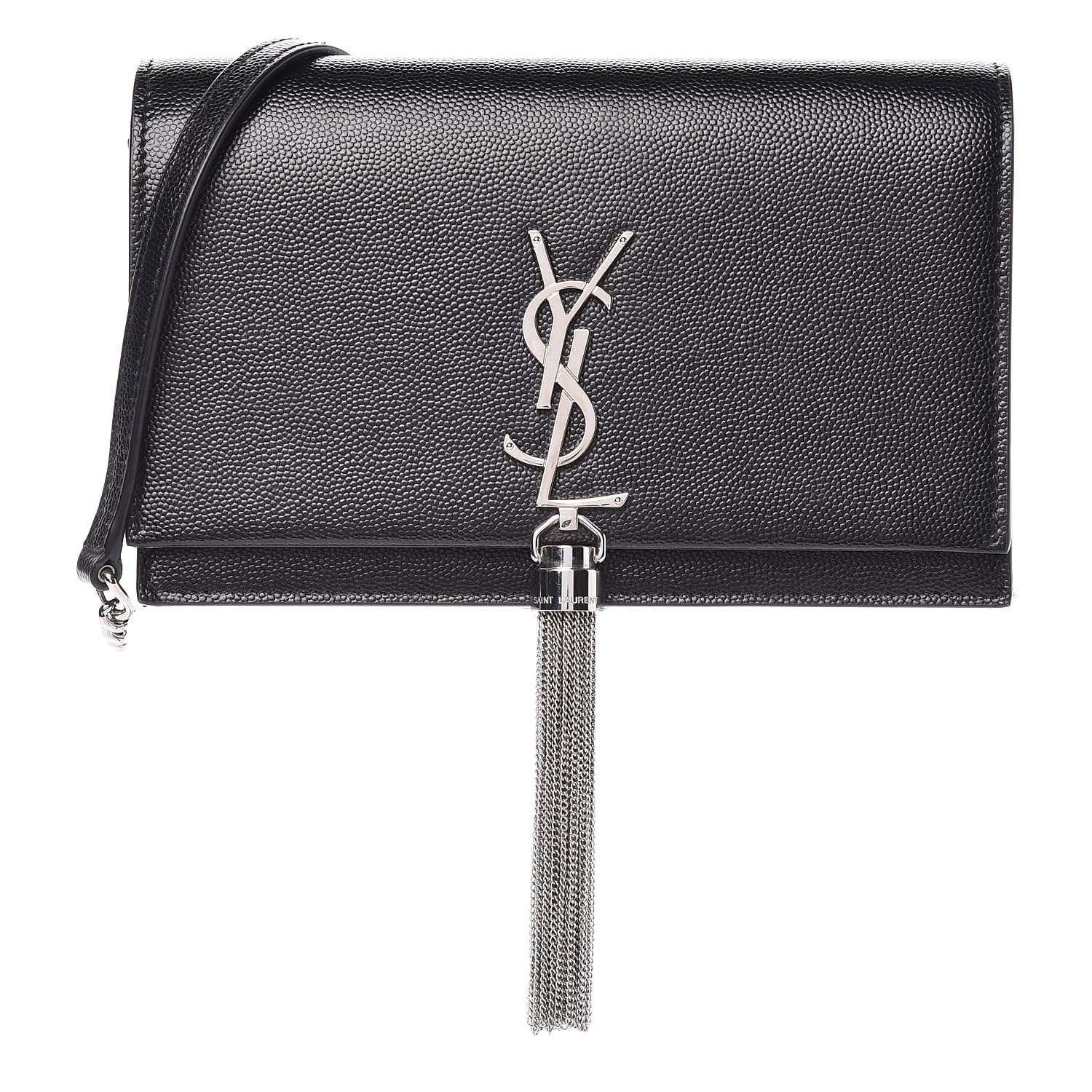 Saint Laurent Grain De Poudre Classic Monogram Kate Tassel Chain Wallet Black 1 of 12