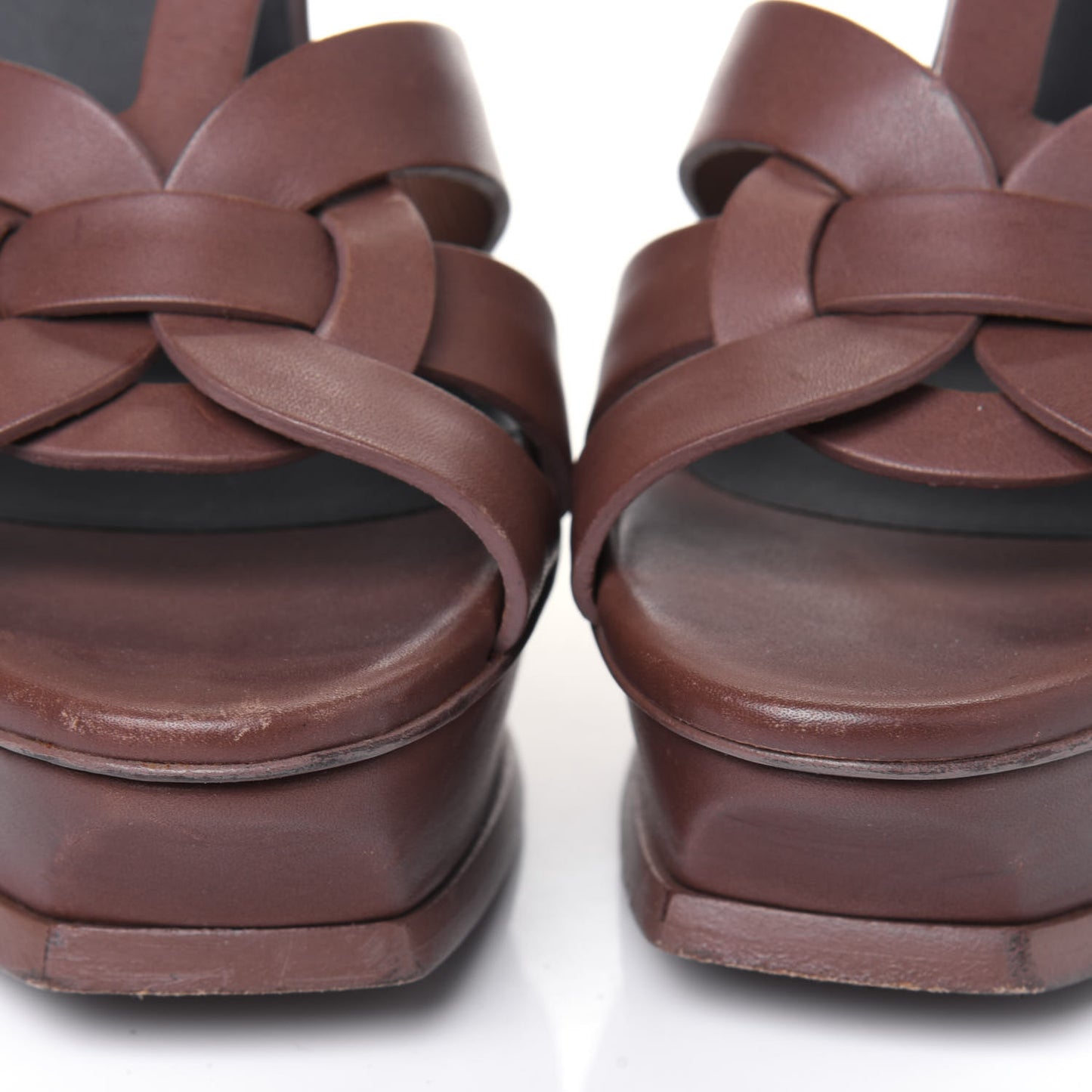Calfskin Tribute 105 Platform Sandals 36.5 Dark Cuoio